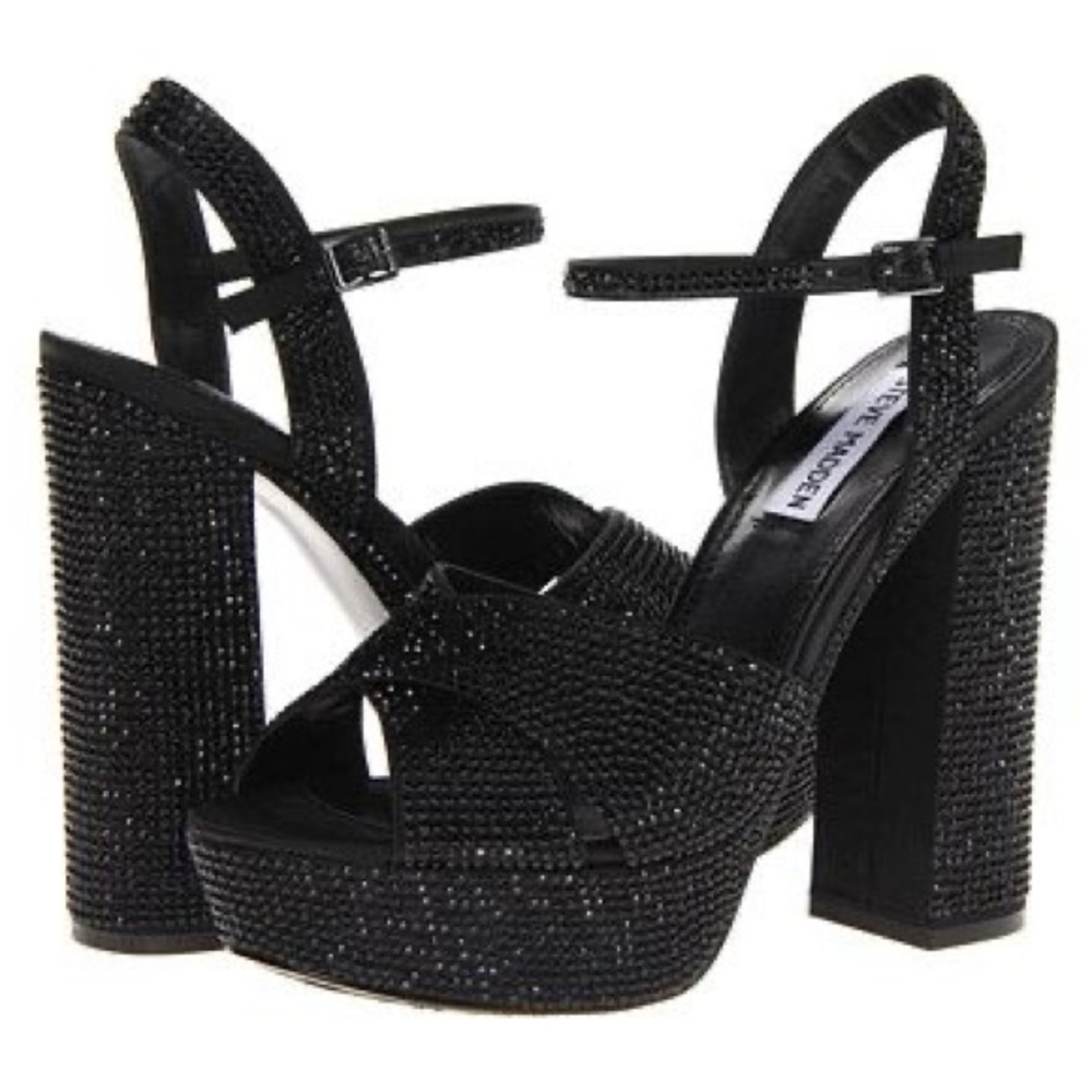 NIB Steve Madden Party Time Black Heels Size 8